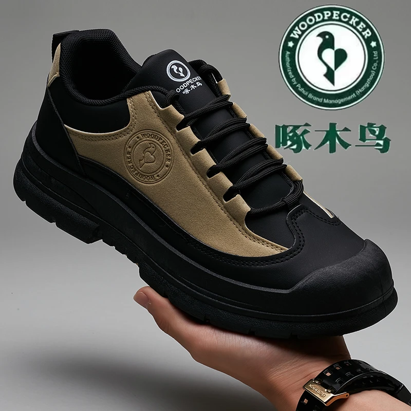 啄木鸟男士登山鞋防滑户外徒步鞋复古工装鞋厚底增高运动休闲鞋男