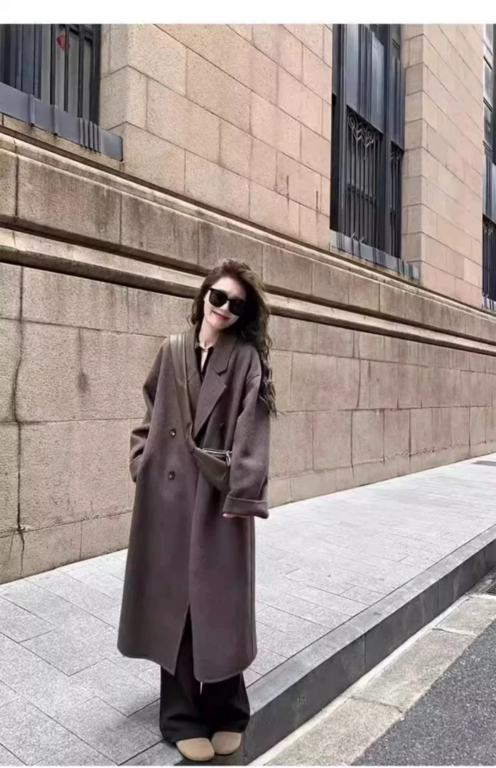 东跃佳美拉德双面羊驼绒时尚休闲宽松中长款高级感百搭韩版大衣