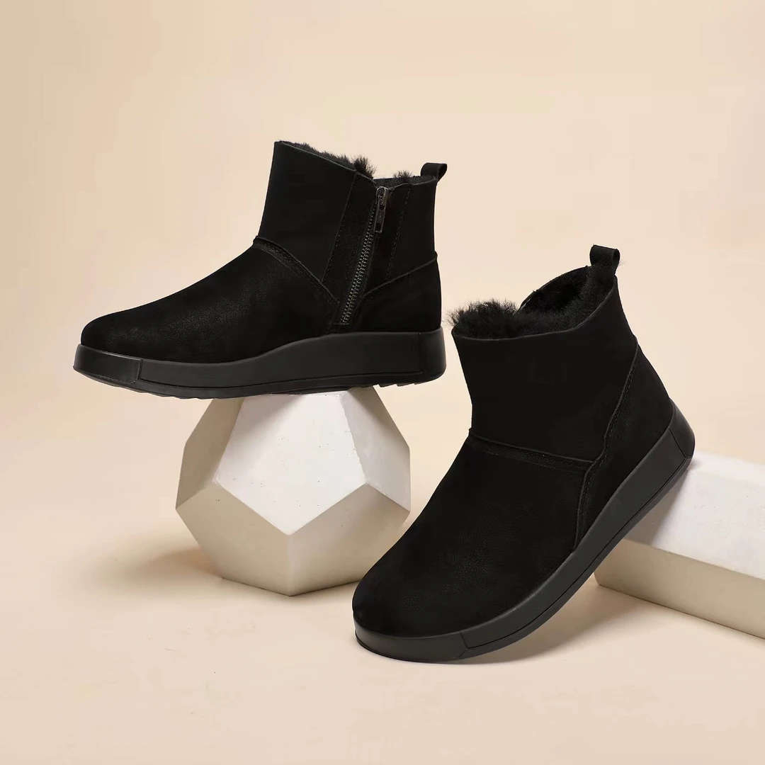 雪地靴男冬季保暖皮毛一体真皮毛鞋短靴防滑高帮马丁靴百搭加厚