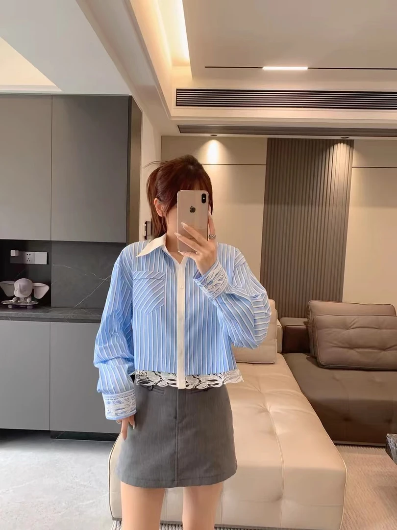 0345秋季条纹长袖短衬衫