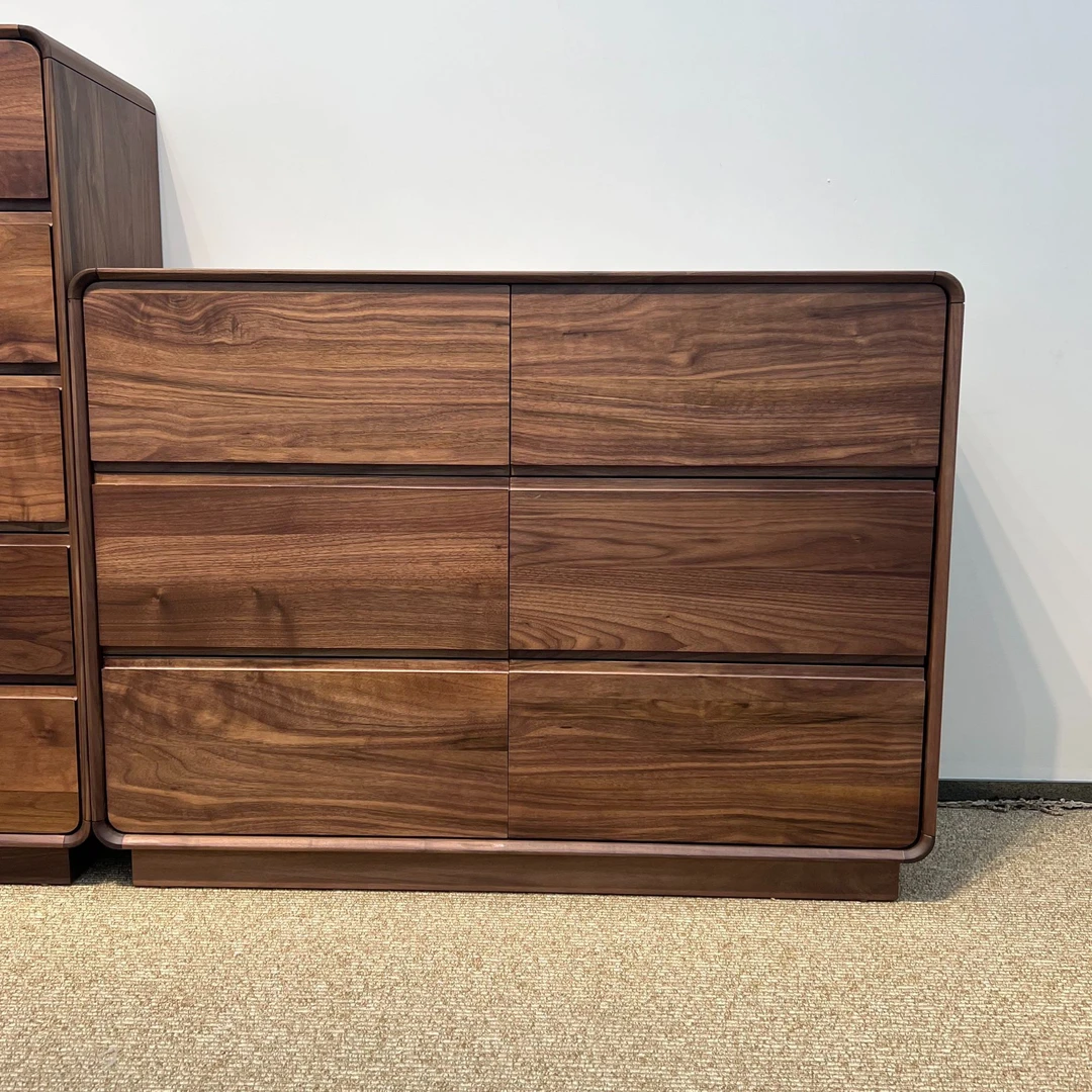 铁盒北美黑胡桃六斗柜储物收纳实木意式极简电视柜装饰柜多斗柜