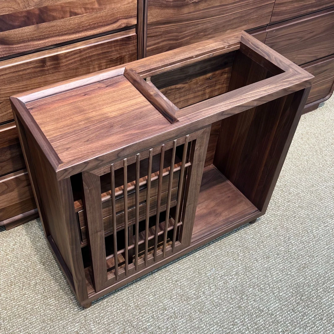 铁盒北美黑胡桃茶水柜阳台柜茶叶柜家用阳台小柜小户型独立茶水柜