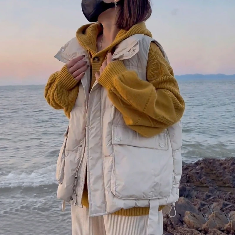 韩版棉马甲女2024秋冬宽松氛围感背心马夹外穿坎肩休闲外套上衣