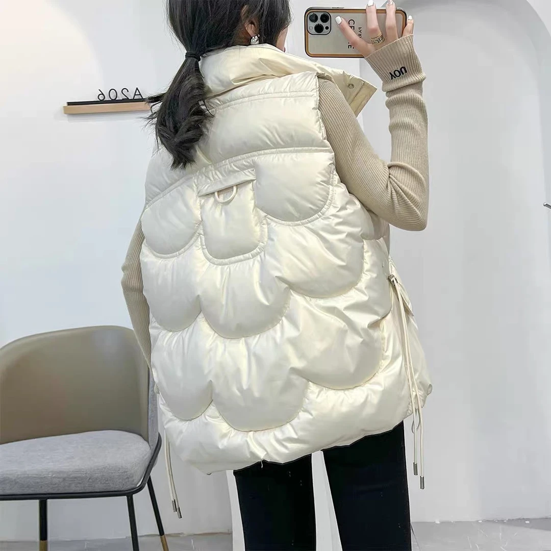 亮面棉马甲女修身显瘦2023秋冬季新款韩版免洗坎肩上衣外套潮款