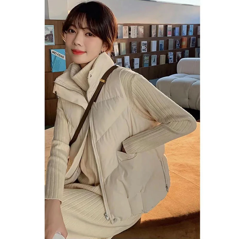 棉马甲女2025秋冬季新款侧边拉链马甲修身显瘦坎肩外套纯色百搭潮