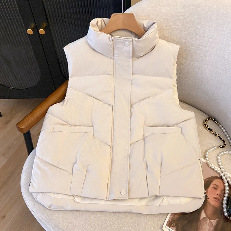 韩系立领百搭棉马甲女坎肩2025秋冬季小个子侧拉链马夹宽松上衣