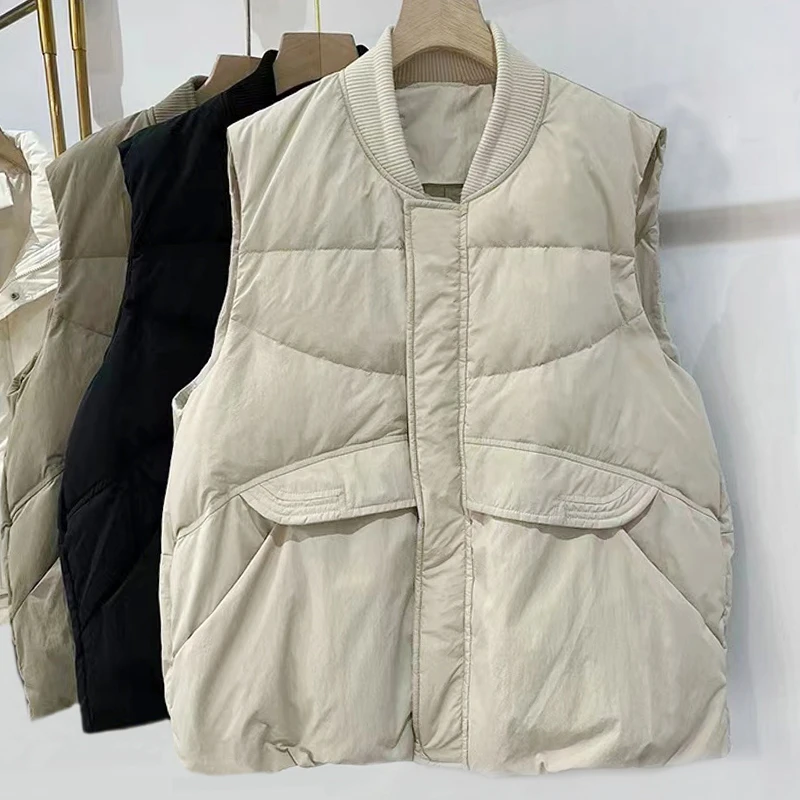 韩版时尚羽绒马甲女坎肩2023秋冬季新款宽松加厚保暖百搭马夹上衣