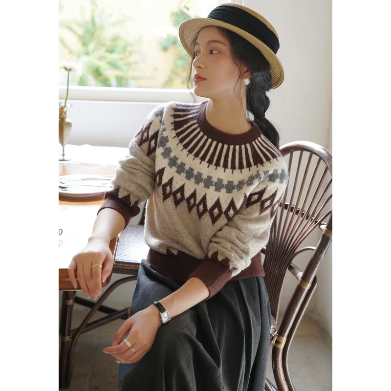 百武西&SENCE 圆领费尔岛毛衣8410