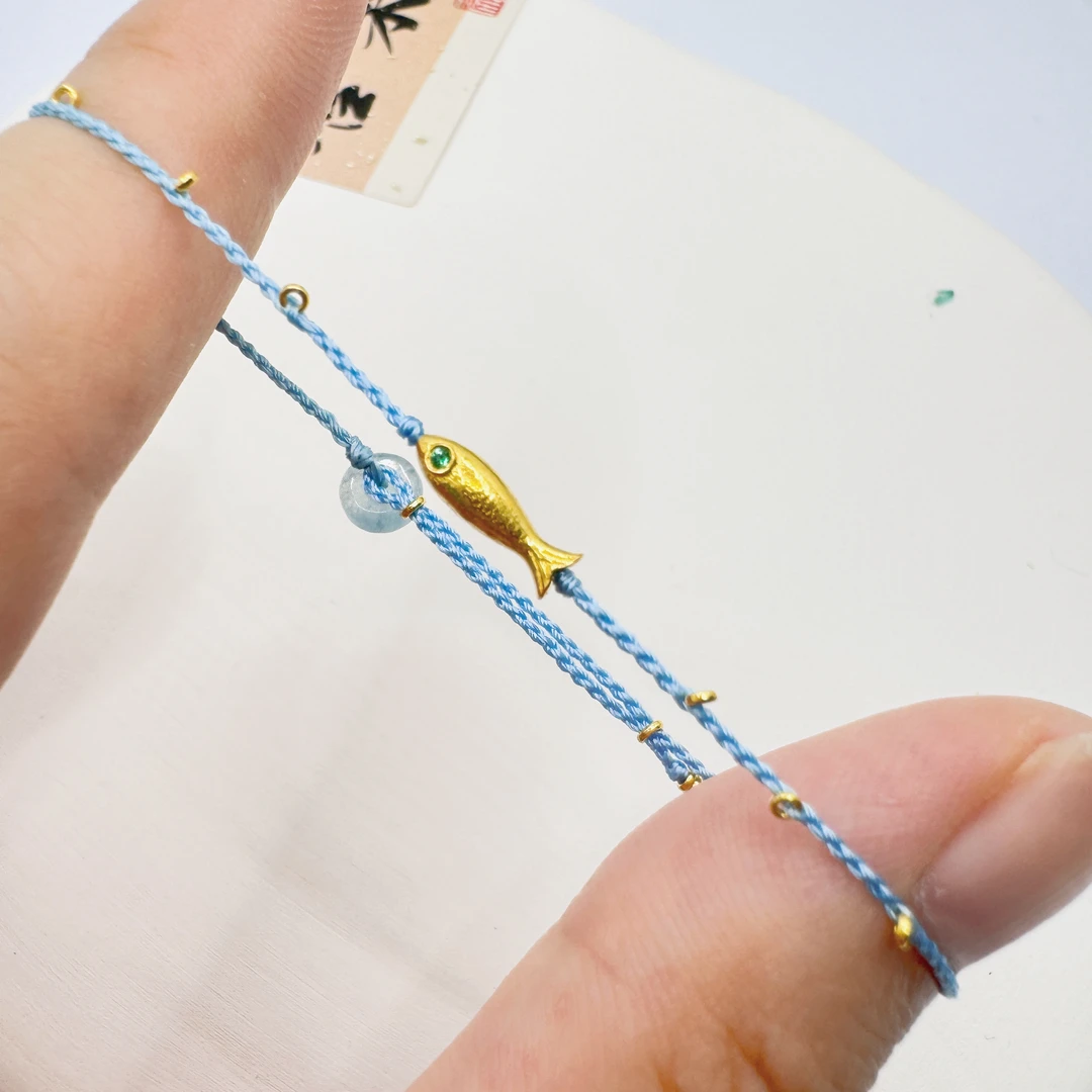 「如鱼得水」足金黄金手工编织手绳新中式国潮夏日手链情侣闺蜜礼物