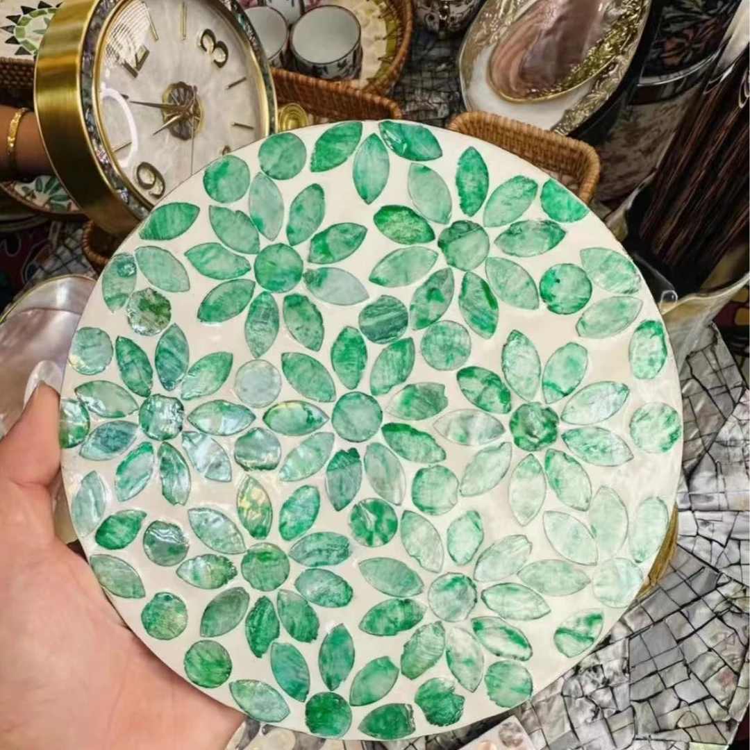 ML-19cm-2片装北欧轻奢风贝壳镶嵌杯垫餐垫19cm