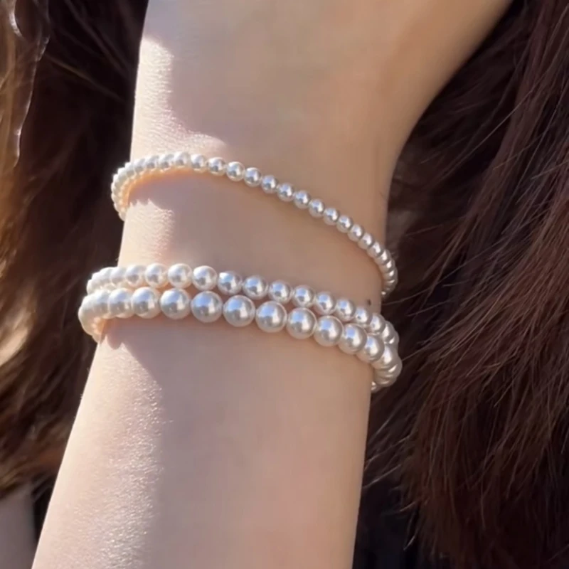 925银手链 暖色施家正圆小米珠百搭款时尚ins精致叠戴可调节简约