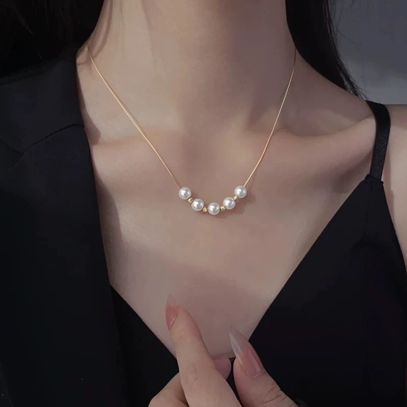 链子925银 施家项链小众轻奢锁骨链高级感微笑链正圆百搭时尚新款