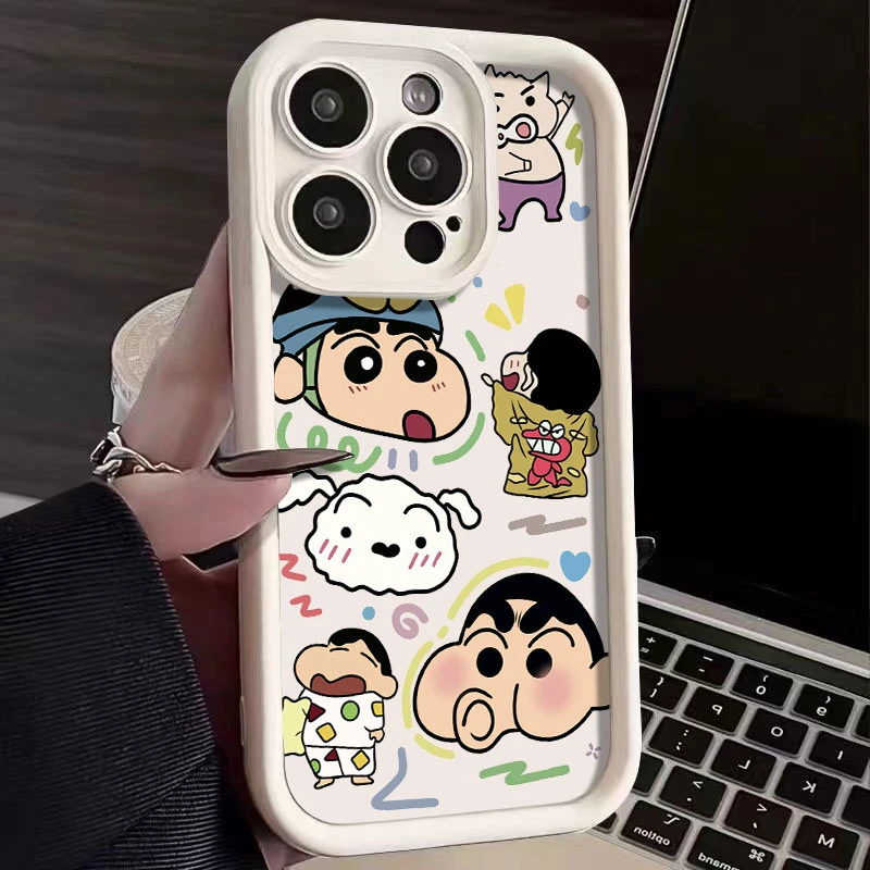 全包蜡笔小新适用苹果15手机壳iphone15promax气囊12硅胶14/13