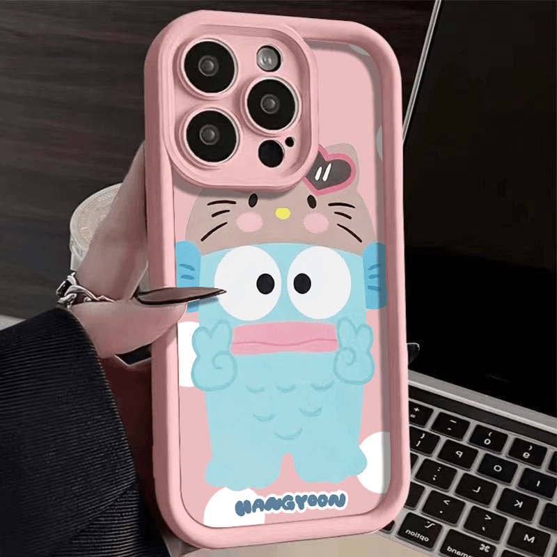 全包卡通鱼怪适用苹果15手机壳iphone15promax气囊12硅胶14/13