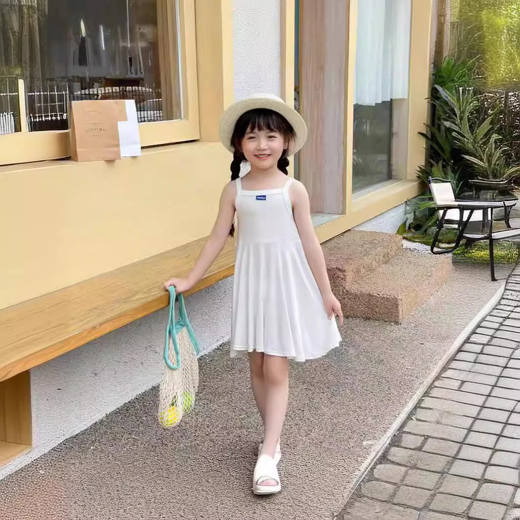 《现货》夏季新款女童连衣裙背心裙宝宝吊带裙莫代尔透气洋气长裙
