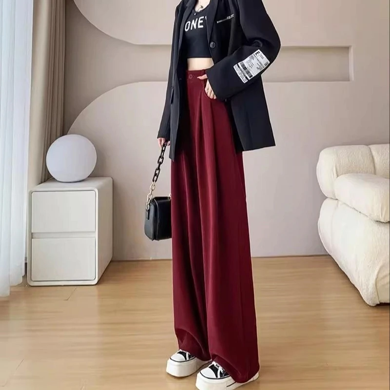 2024秋冬新加绒/不加绒阔腿高腰宽松直筒拖地裤显瘦休闲裤百搭