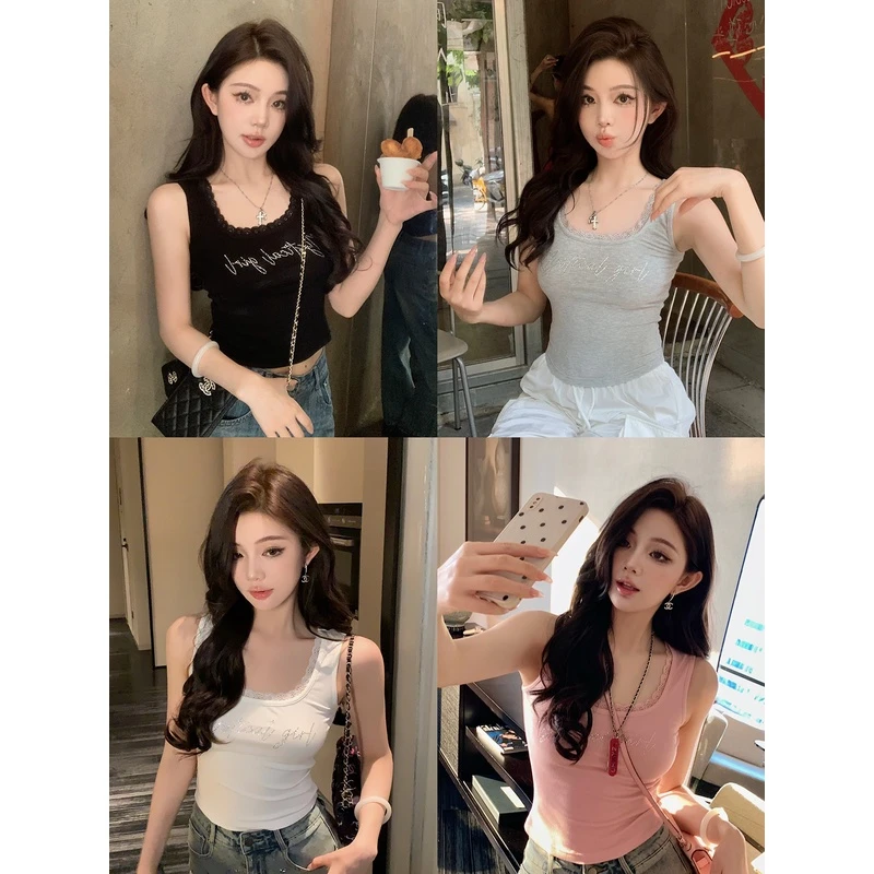 满溢的纯欲心机氛围~蕾丝方领小背心-肖肖