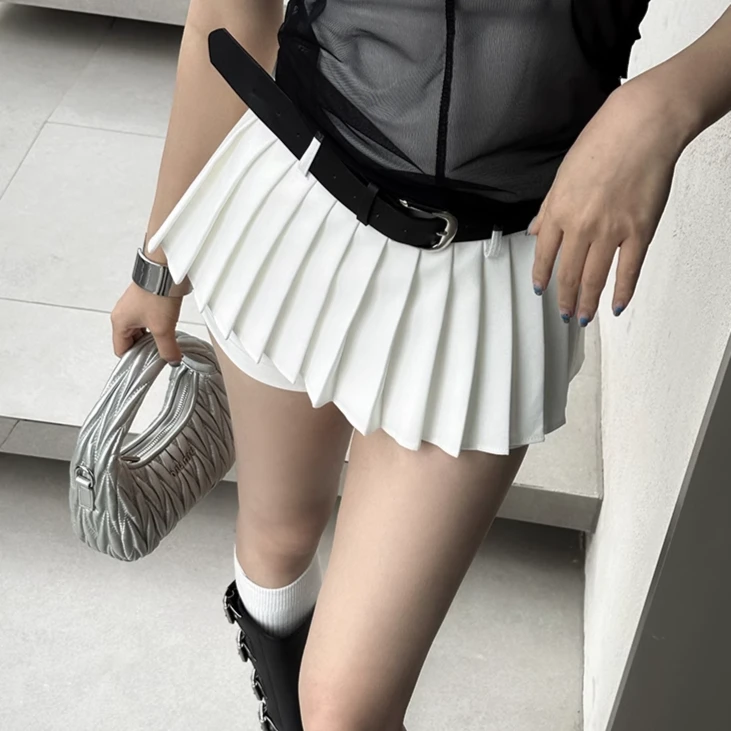 邱肉瑶百褶裙女a字显瘦半身裙设计感小众短裙子FN23021552