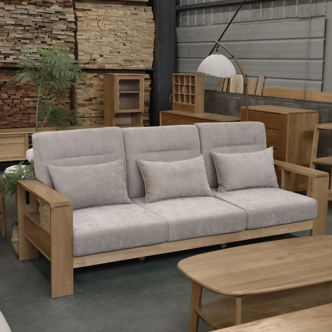 纯实木白橡木鹿特丹大扶手沙发家用客厅复古大沙发