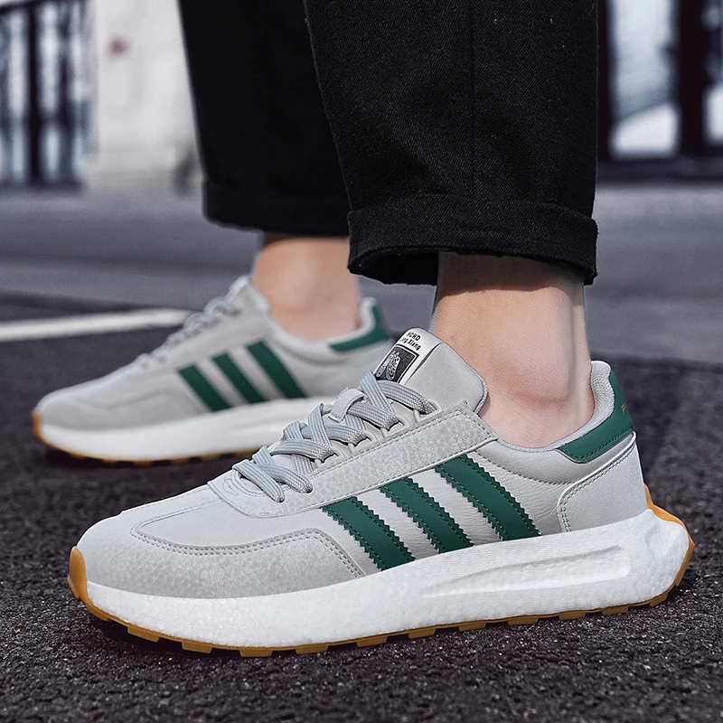 新款时尚运动休闲鞋百搭皮面耐磨防滑潮流情侣运动跑步鞋潮鞋