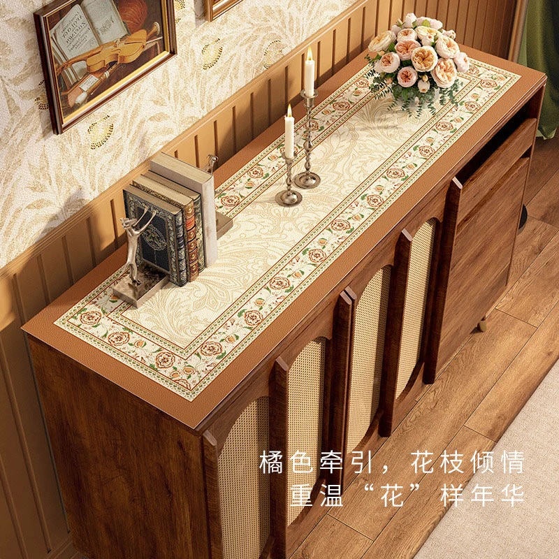 范居秋日美式轻奢皮革边柜垫电视柜化妆防水梳妆台垫餐边柜台面垫