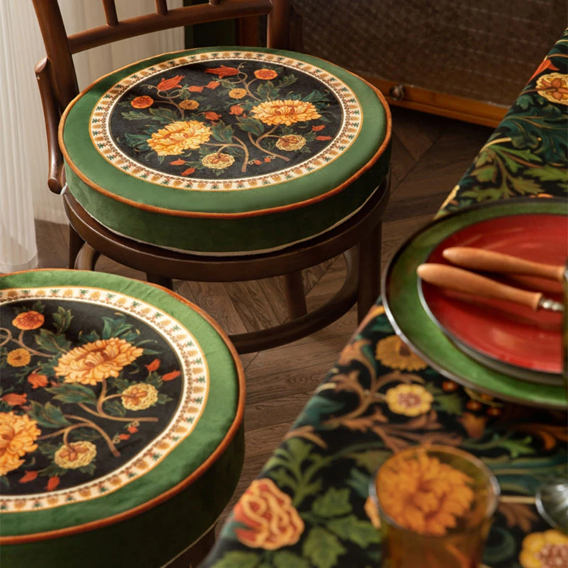 范居复古高级感蒲团垫子椅垫海绵垫子可拆洗久坐懒人坐墩绿茵