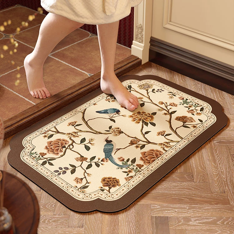 范居芳华中古风硅藻泥吸水脚垫厨房卫生间门口地垫浴室防滑垫