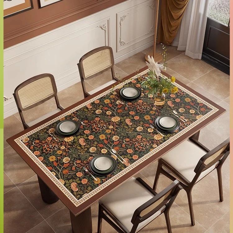 范居态度凯西皮革桌垫美式复古轻奢防油免洗垫子高级感长方形桌布