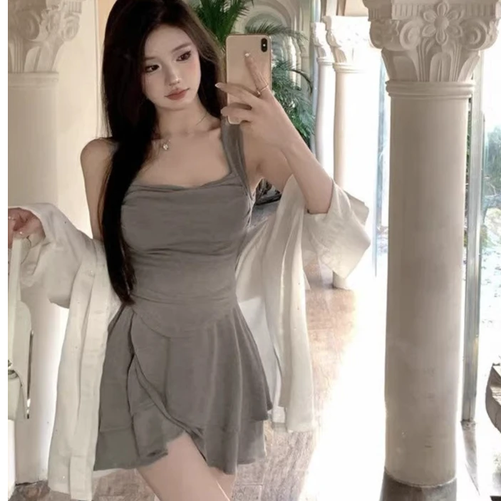 休闲套装女2024年夏季辣妹纯欲修身百搭背心+半身裤裙超短半身裙