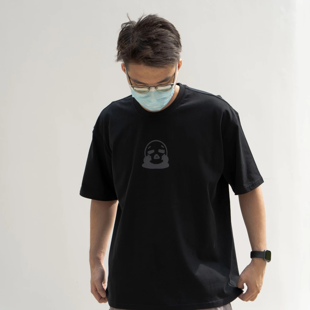 【LESVOID】280克重磅纯棉宽松圆领oversize植绒logo短袖T恤男夏季