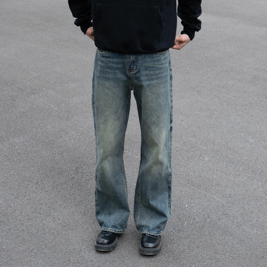 【LESVOID】2025春夏新款美式cleanfit水洗vintage直筒宽松牛仔裤男