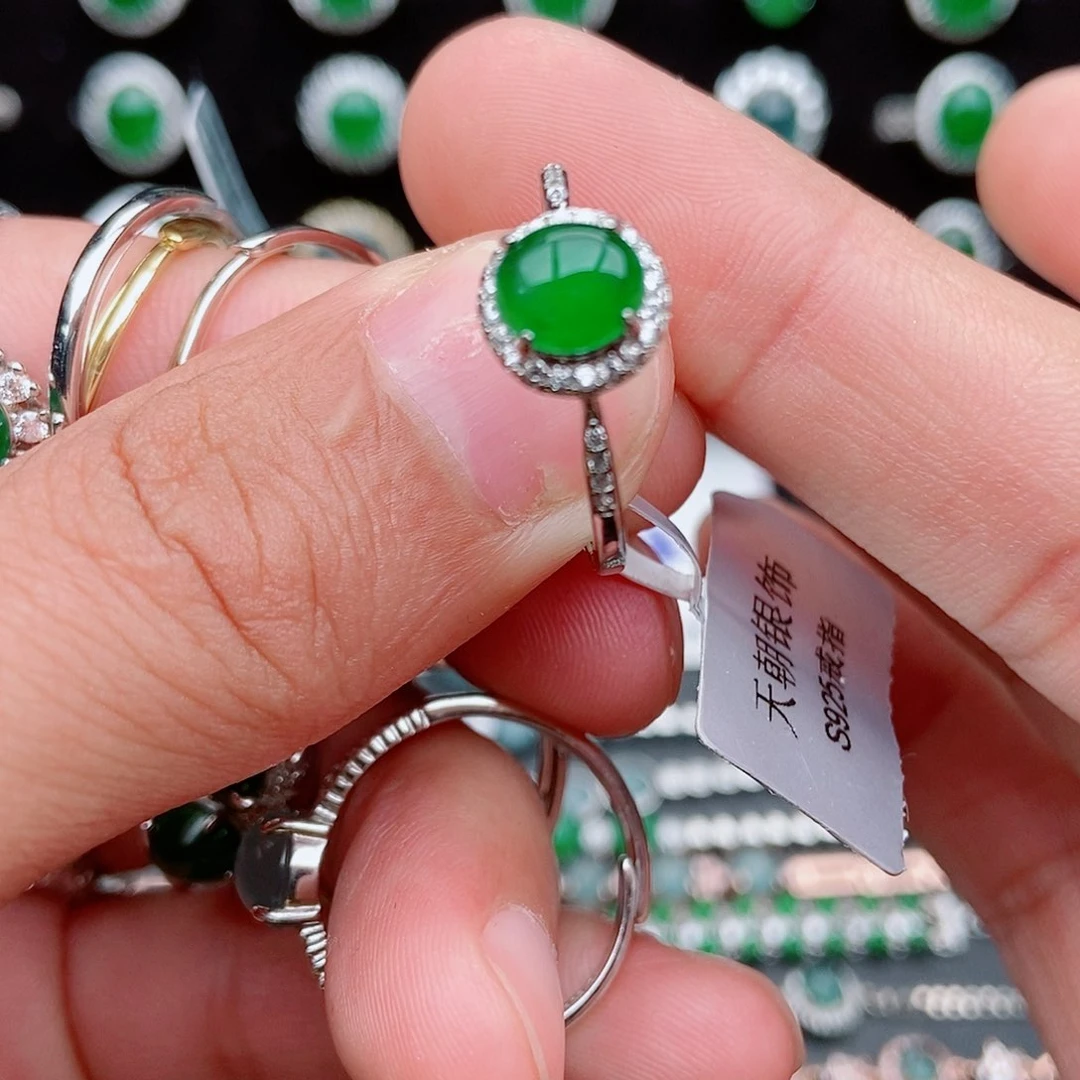 翡翠戒指银S925镶嵌9528628