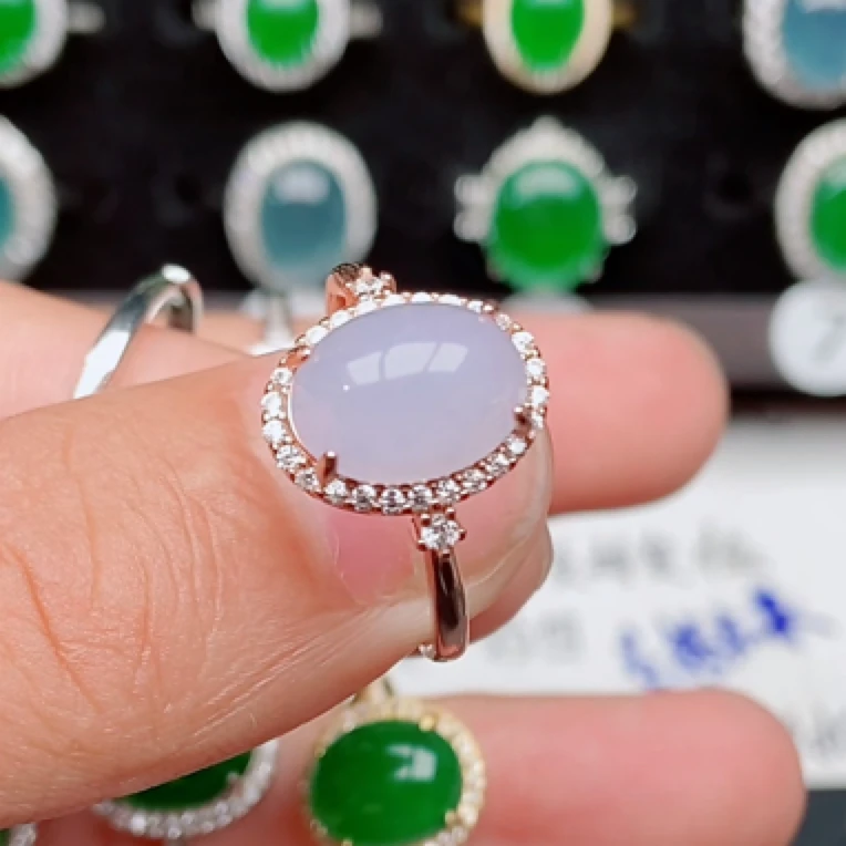 S925银镶嵌纯天然a货翡翠戒指（100元以下不含证书请单拍证书链接）