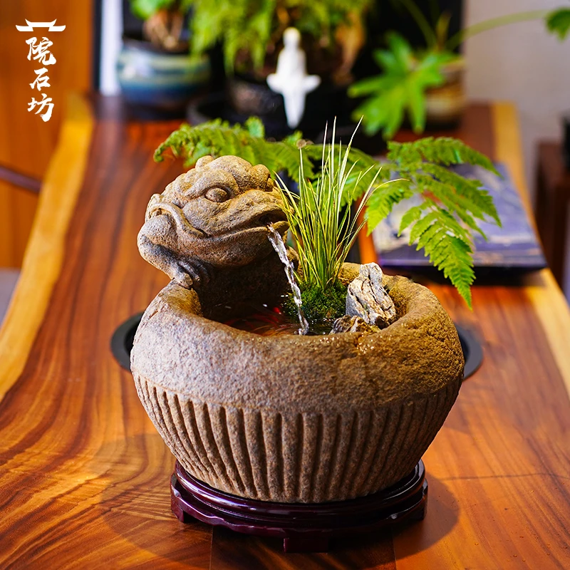 金蟾流水中式摆件办公室循环水客厅玄关招财乔迁新居礼品