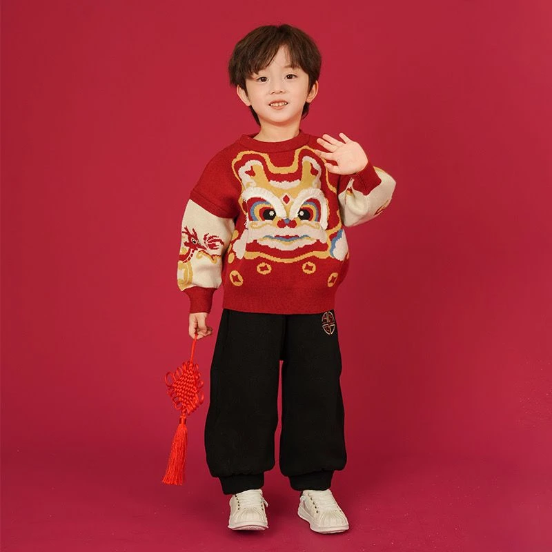 【冬季大促】儿童拜年服套装2023新款男女童龙年过年卫衣