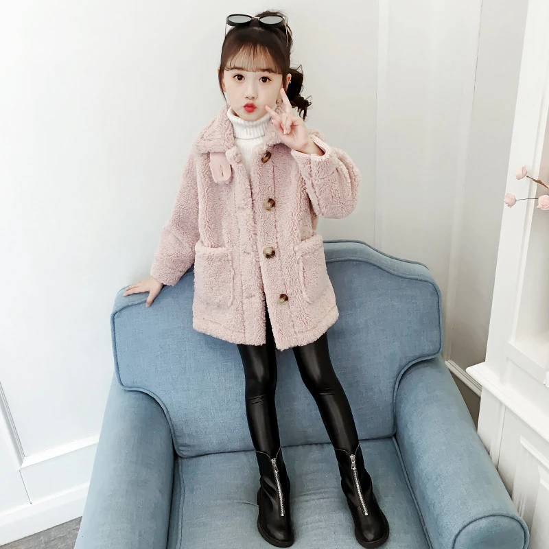 【冬季大促】女童时髦毛毛衣秋冬洋气皮毛一体加绒短款外套