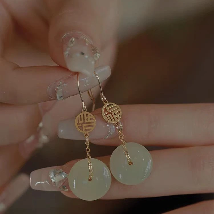 合金树脂耳饰 轻奢复古耳饰新中式耳环国风气质流苏耳环百搭耳饰