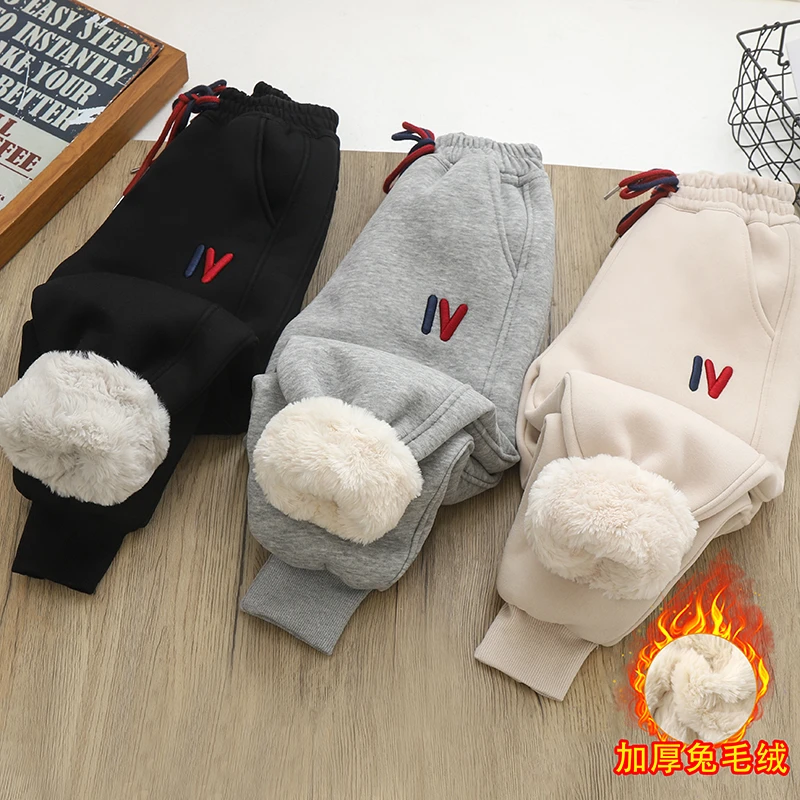 【超厚仿兔毛绒】儿童棉裤男童特厚休闲裤中大童外穿加绒秋冬保暖