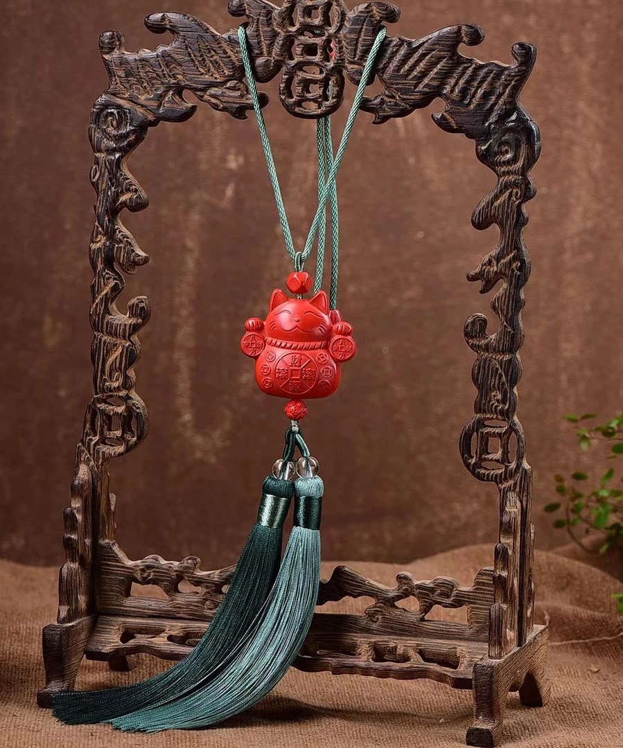 精品 高含量 红色招财猫车挂饰品