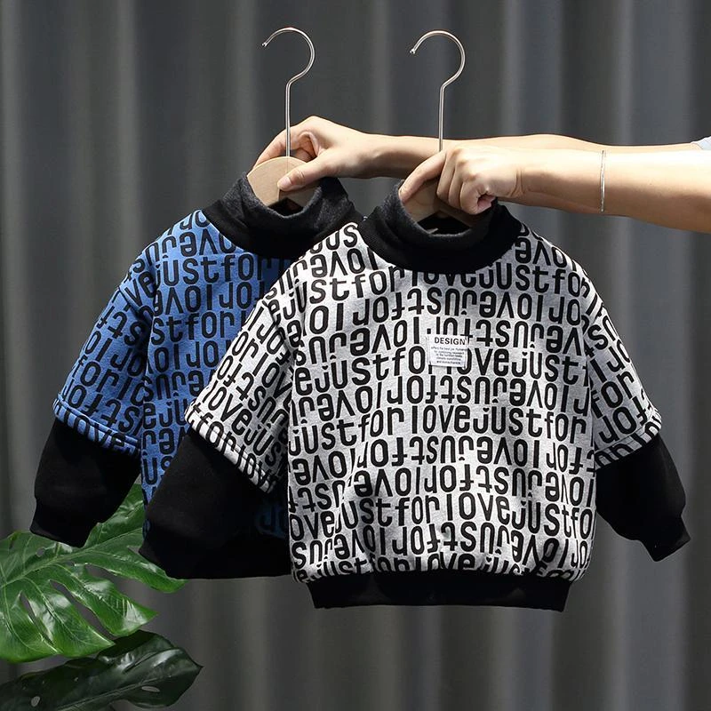 【志杰】男童秋冬冬装加绒卫衣2024新款儿童加厚套头打底衫宝宝保