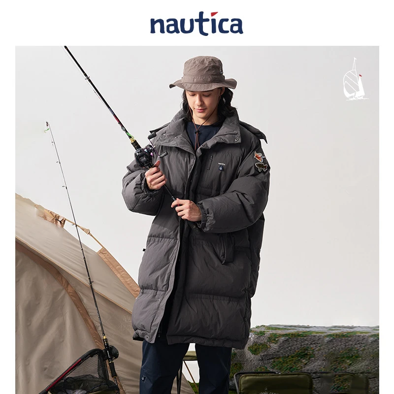 【官方正品】nautica白帆 日系中性户外路亚长款羽绒服JW4488