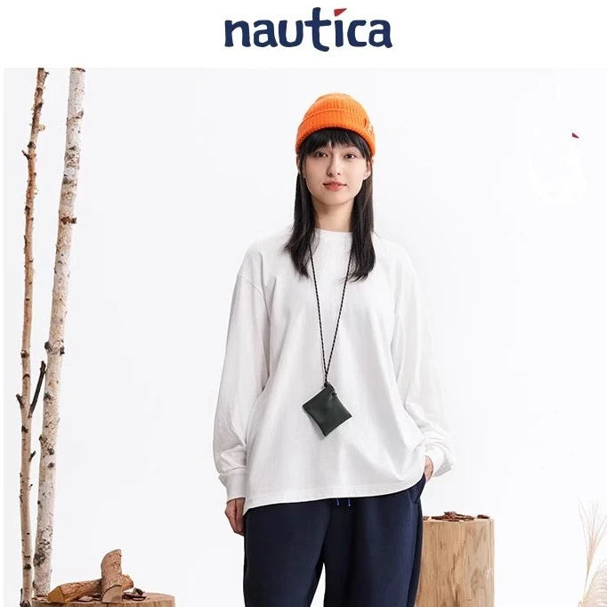 nautica白帆23年新款中性百搭时尚宽松休闲个性长袖圆领T恤TW3410