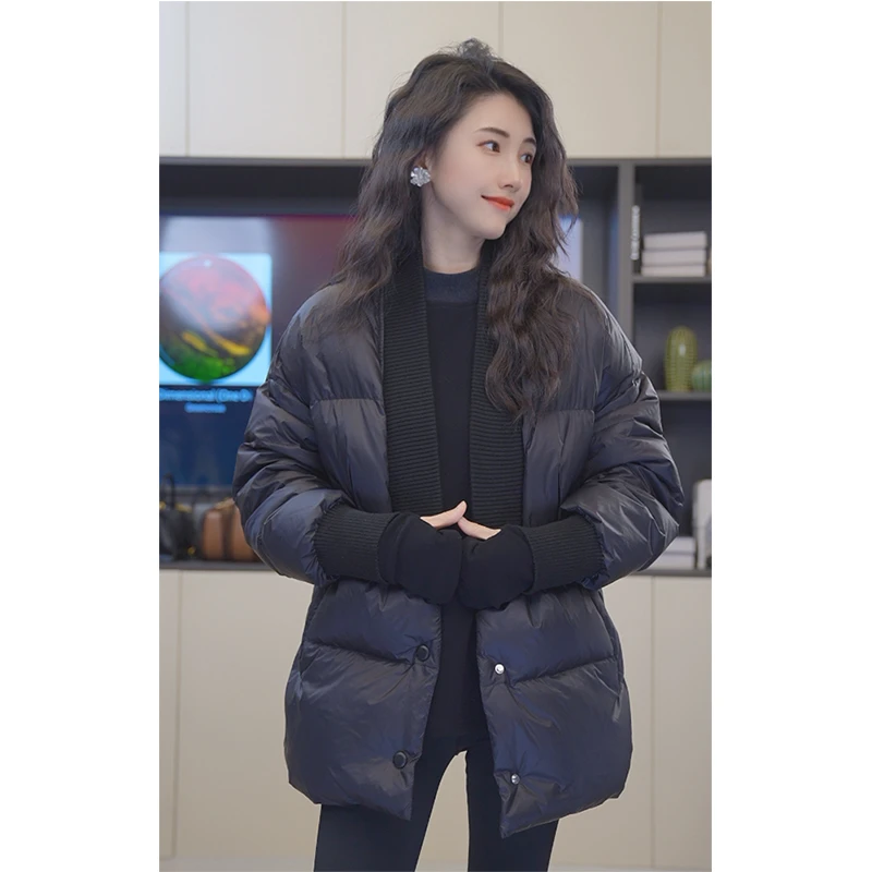 小乖逃Q保暖羽绒服95白鹅绒有配腰带V领118充绒百搭231096