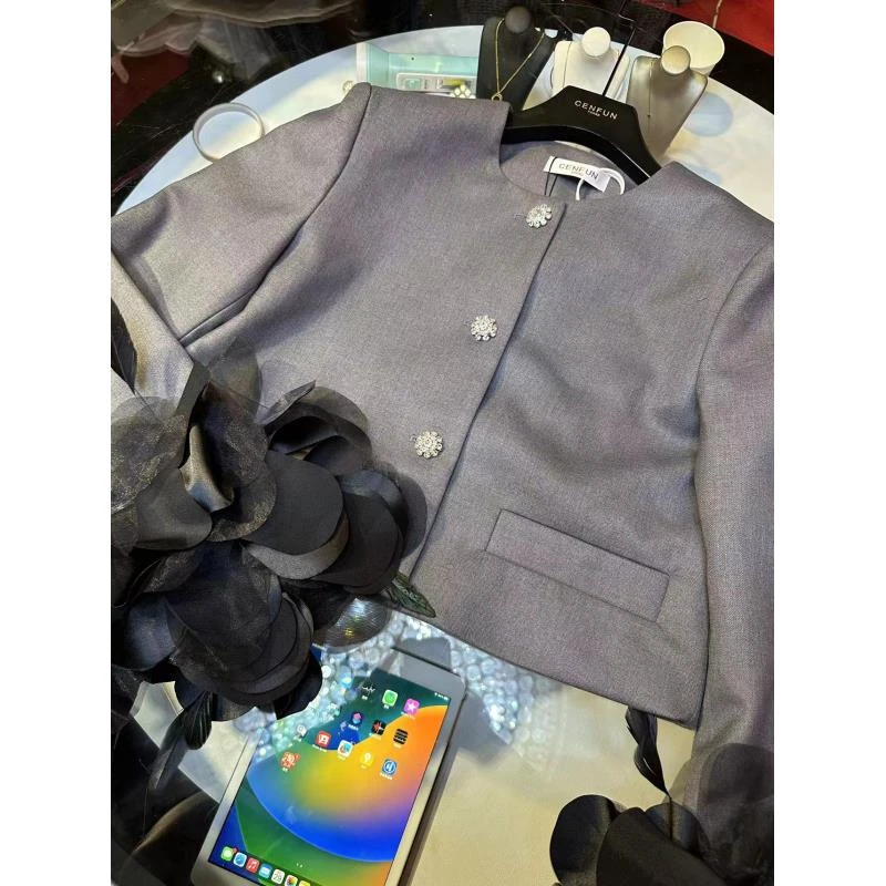 【CENFUN】针织时尚休闲黑色双面毛呢加绒灰色B03168