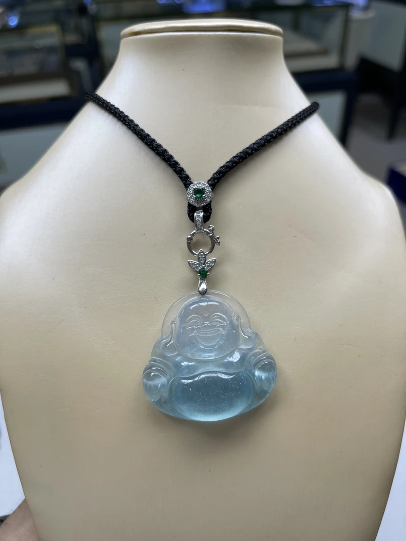 【闪购商品】高冰   老蓝水佛公  吊坠未镶嵌A31