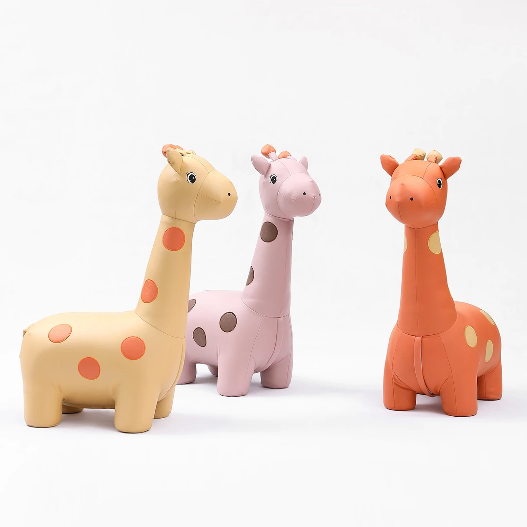 长颈鹿动物坐凳创意个性儿童小凳子实木家用小椅子创意超大动物凳