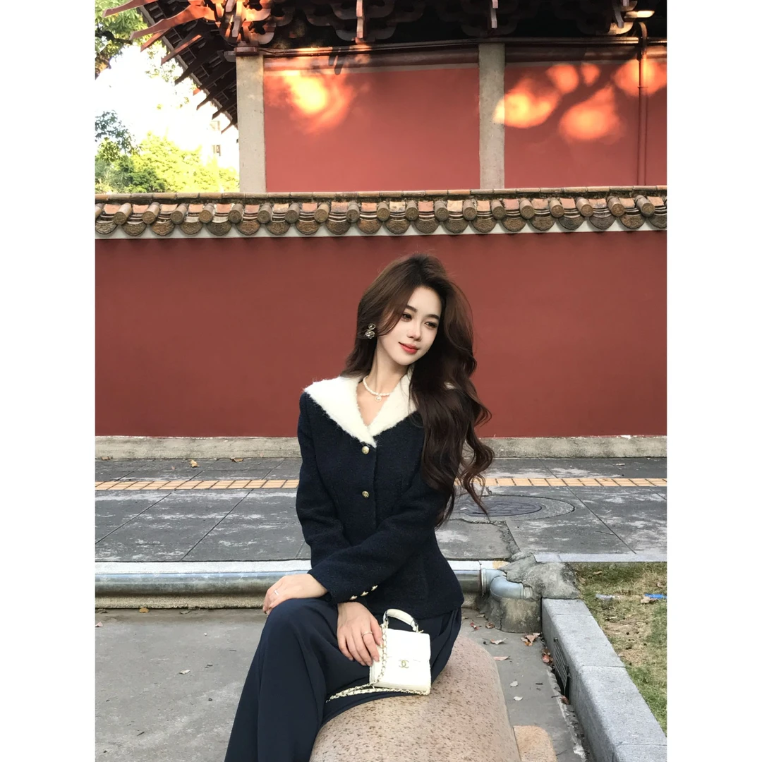 【女神主义】两件套秋冬小众羊毛外套设计感半身裙气质套装LL9399