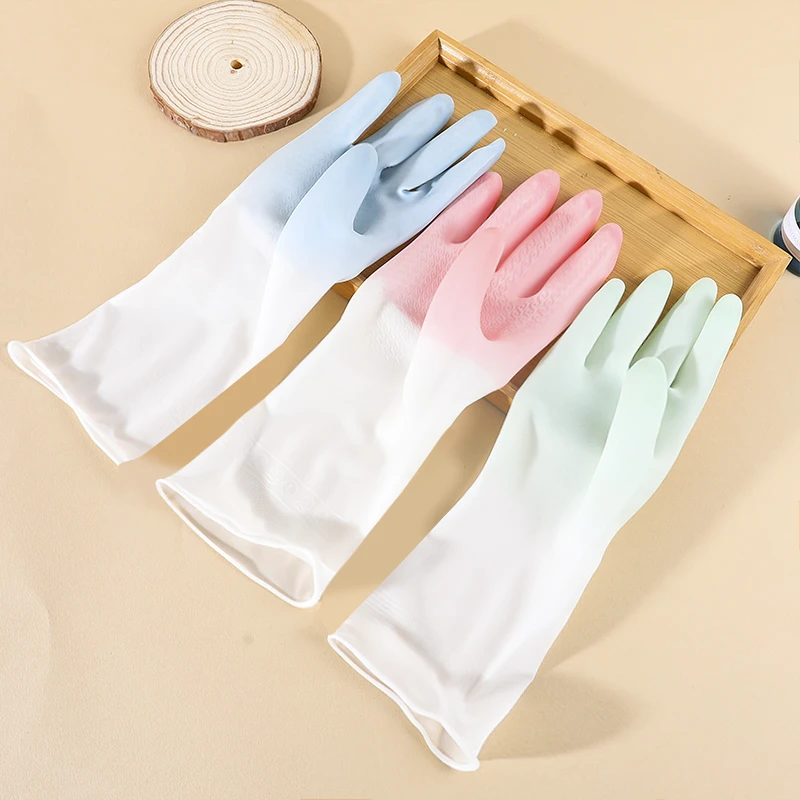 【3双装】多功能渐变色家务厨房橡胶手套洗菜洗碗手套四季通用