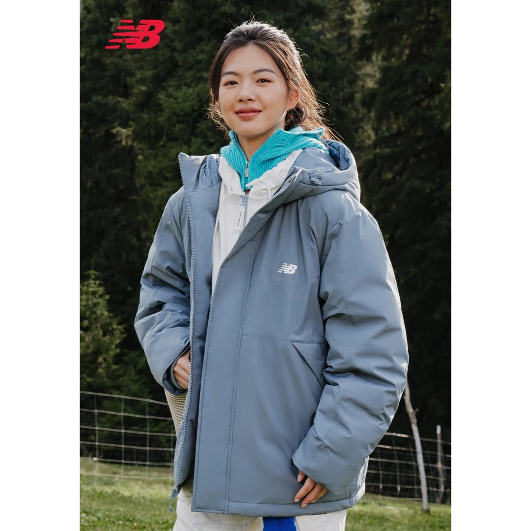 NEW BALANCE NB官方男款冬季格雷系保暖连帽鸭绒羽绒服AMJ33322
