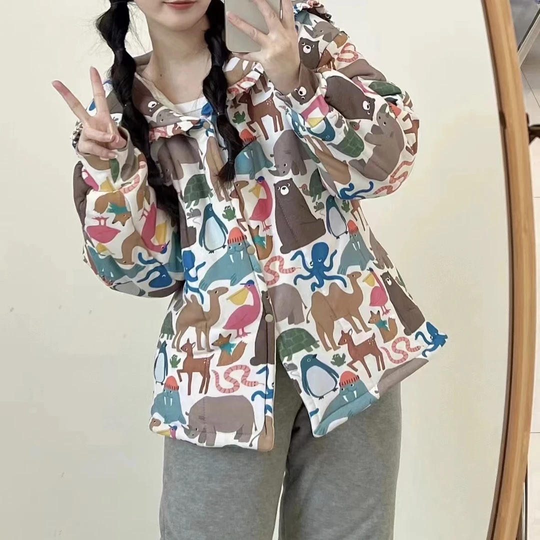 手工棉花套卡通可外穿家居服套装
